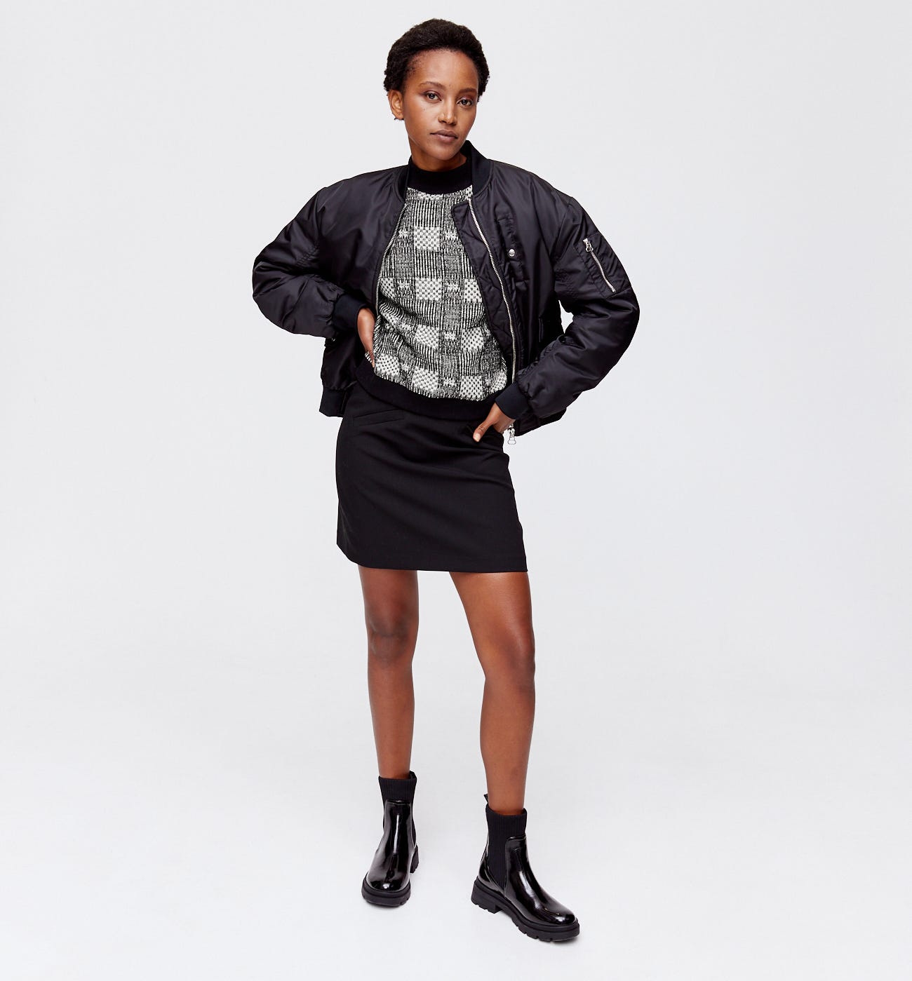 Sweat-shirt à carreaux Femme