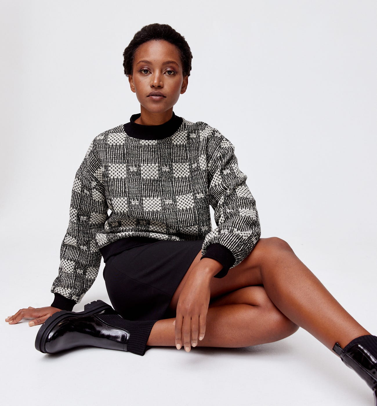 Sweat-shirt à carreaux Femme
