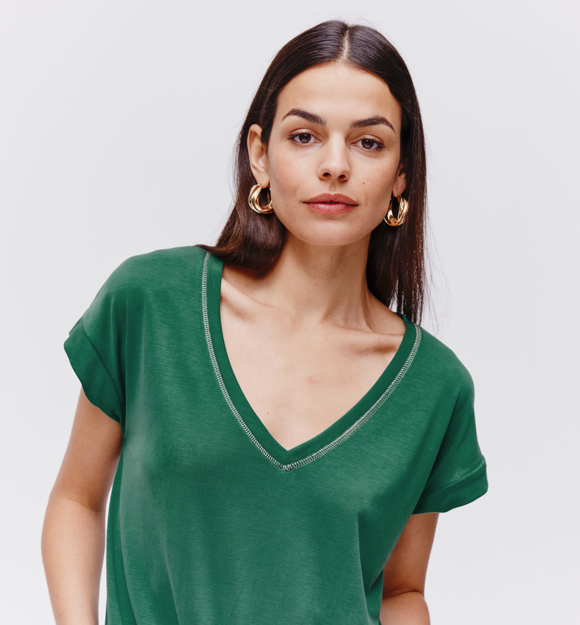 T-shirt col V Femme