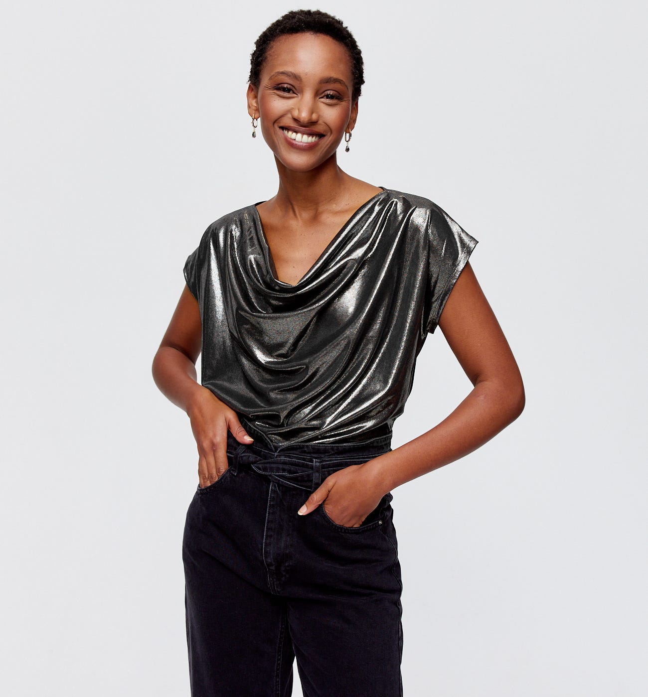 Top effet métallisé Femme