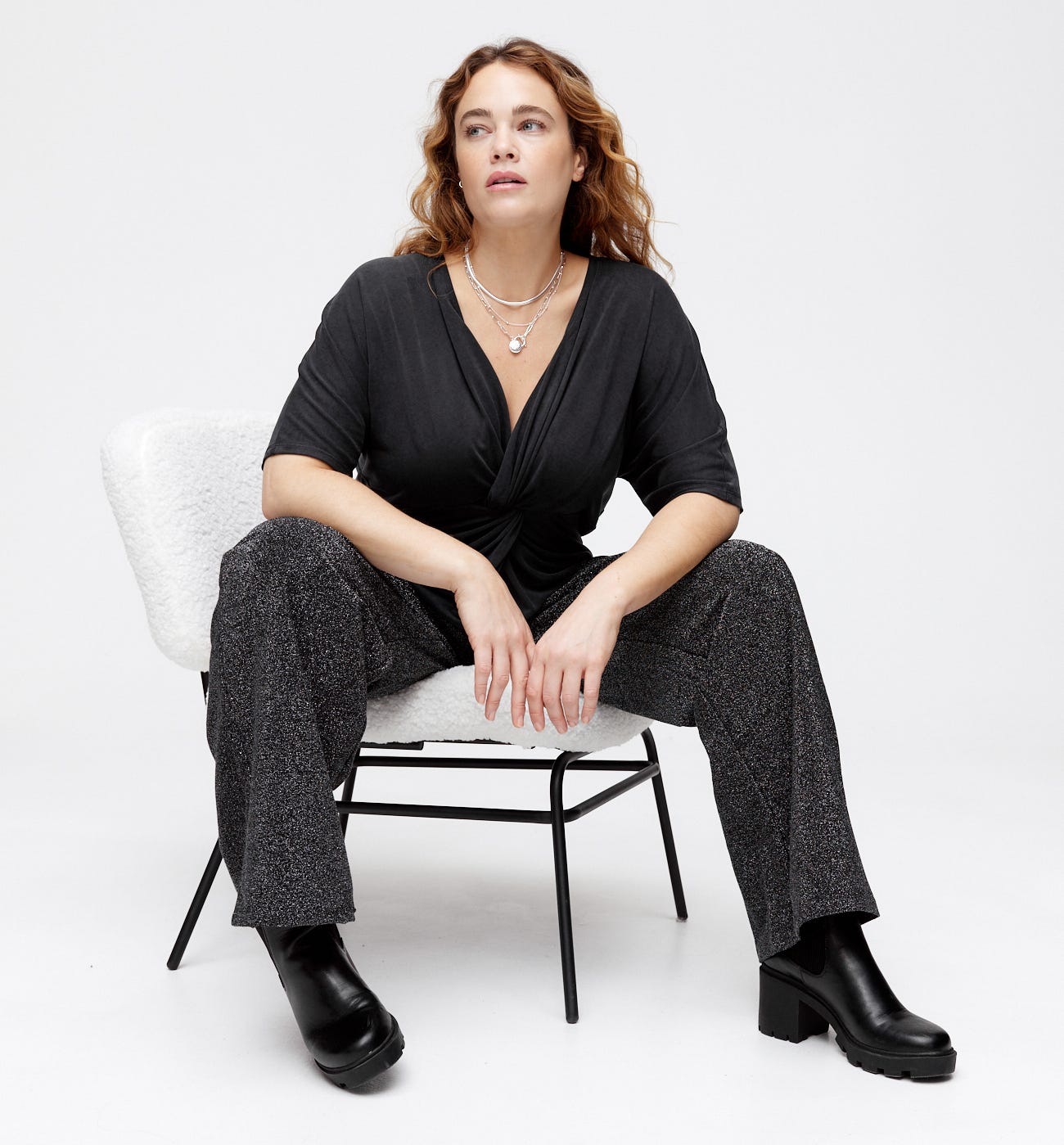 V-neckline top