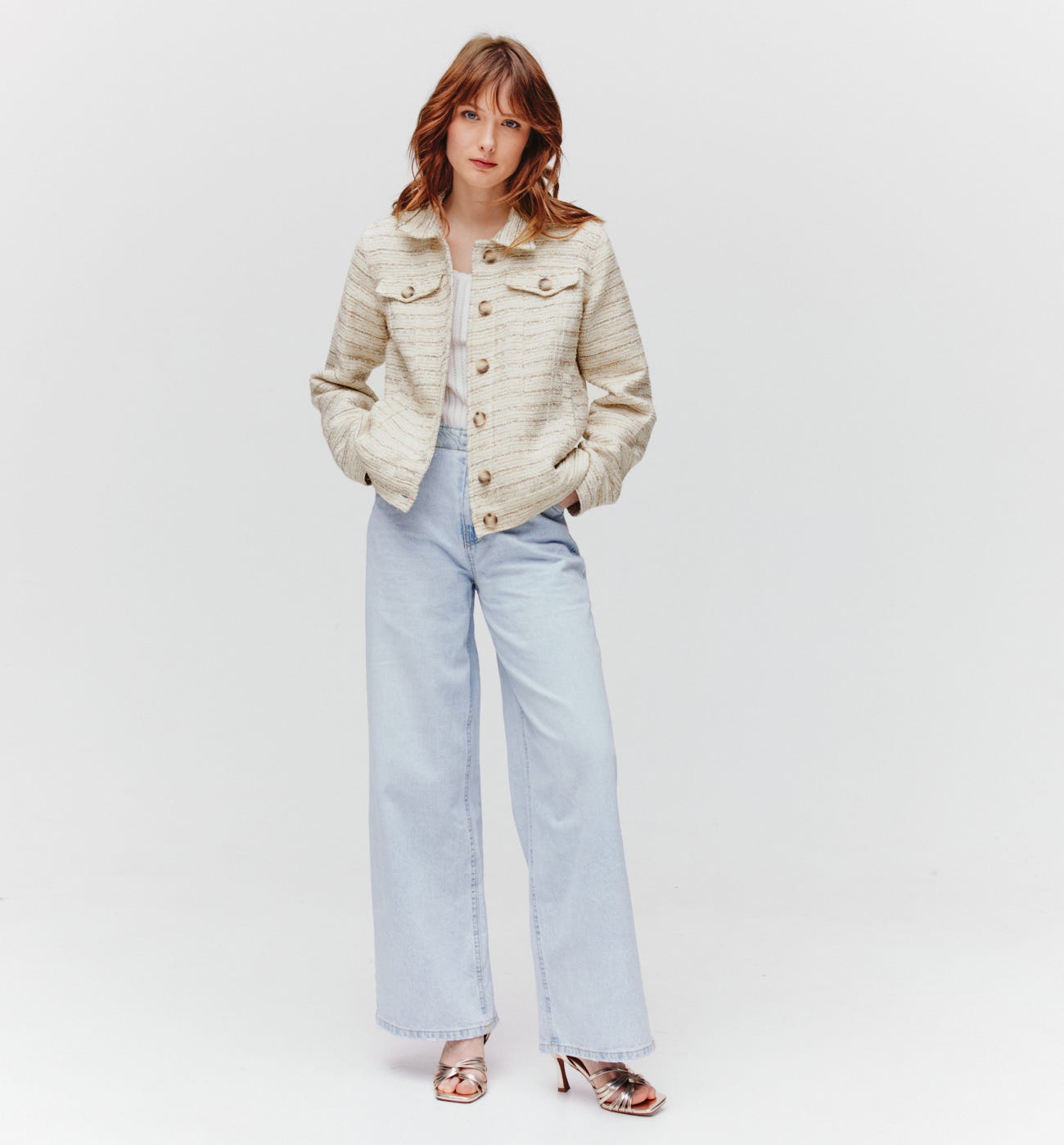 Tweedjacke mit Glanzfäden