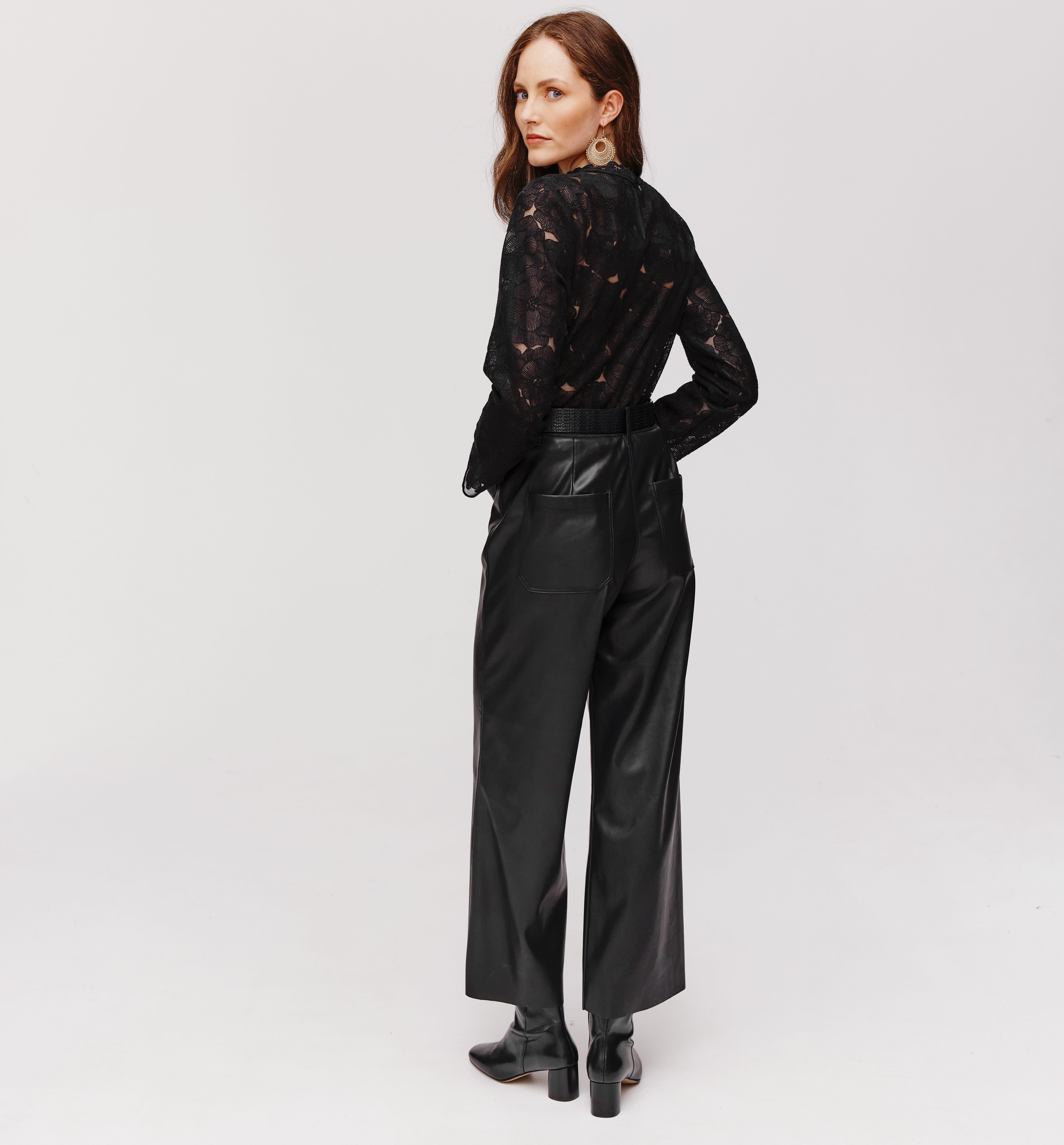 Embroidered tulle blouse Black