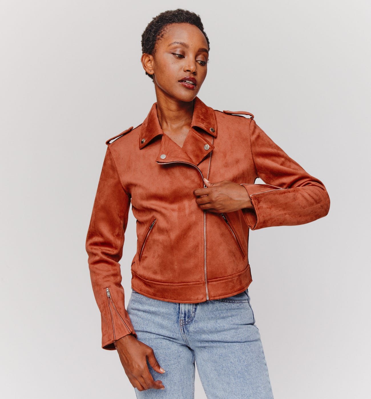 Blouson rock effet nubuck