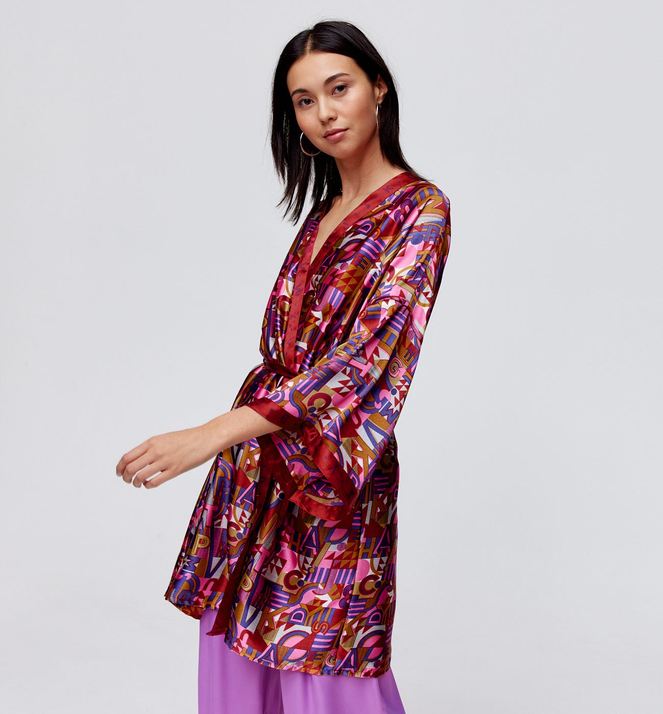 Kimono soyeux imprimé