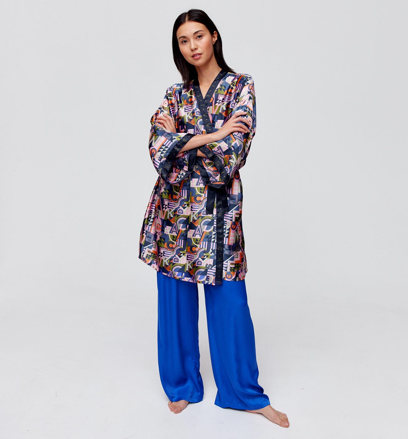 Kimono soyeux imprimé