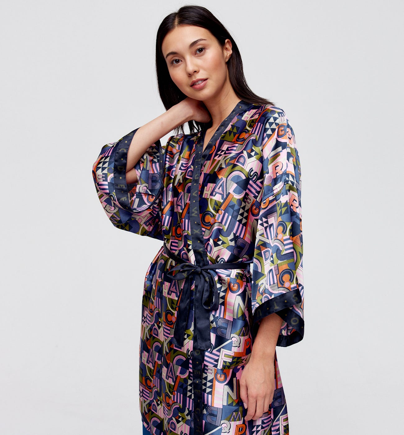 Kimono soyeux imprimé