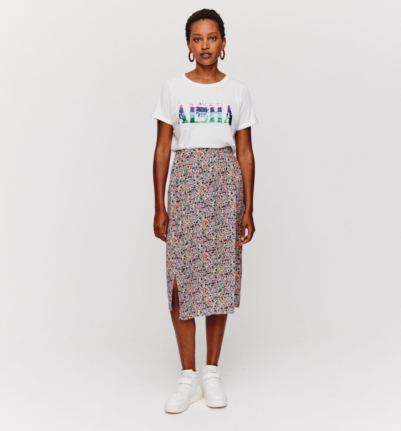 Falda midi estampada