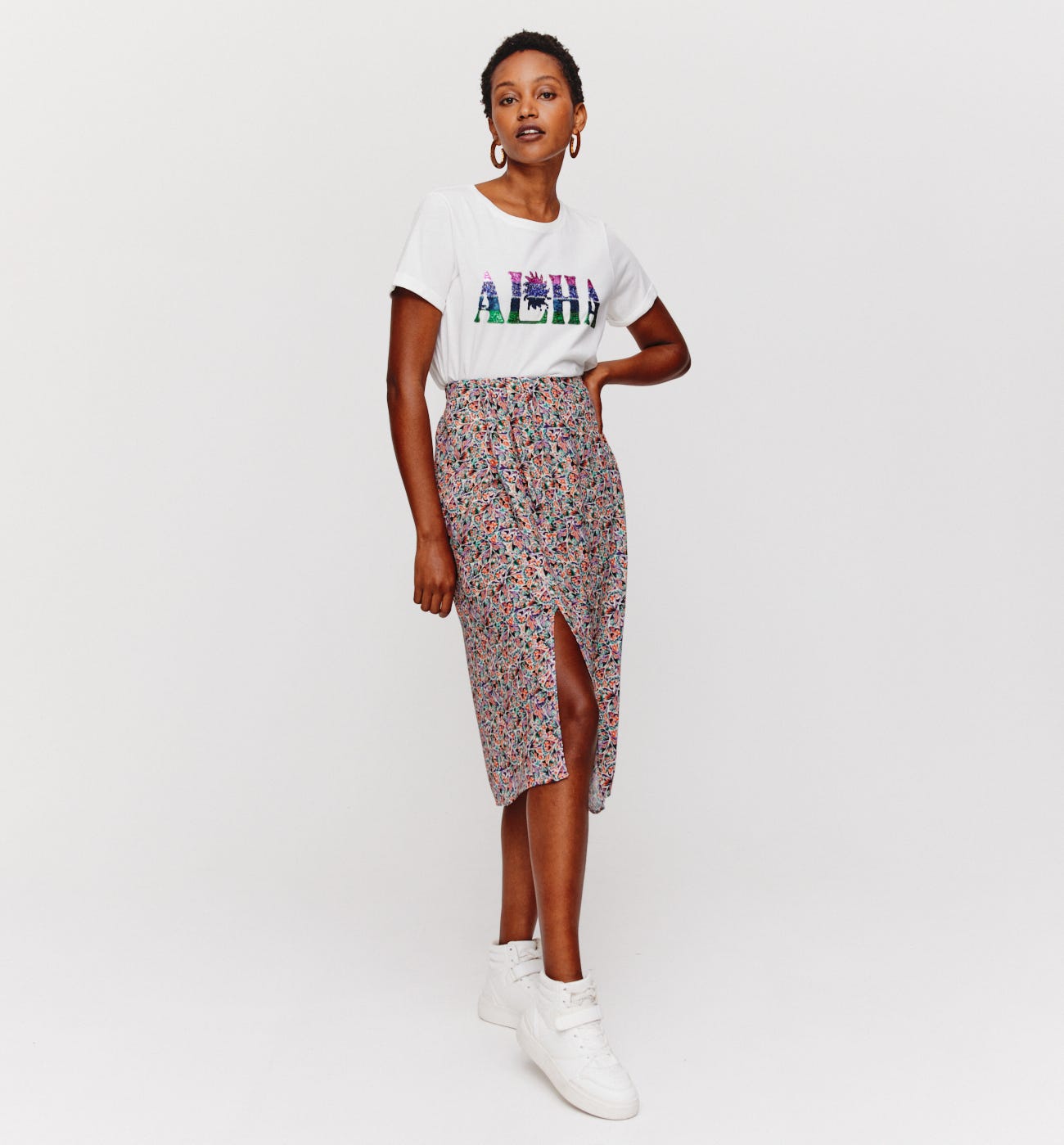 Falda midi estampada