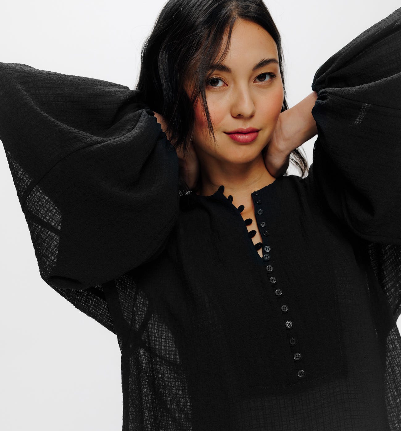 Puff-sleeved bohemian blouse
