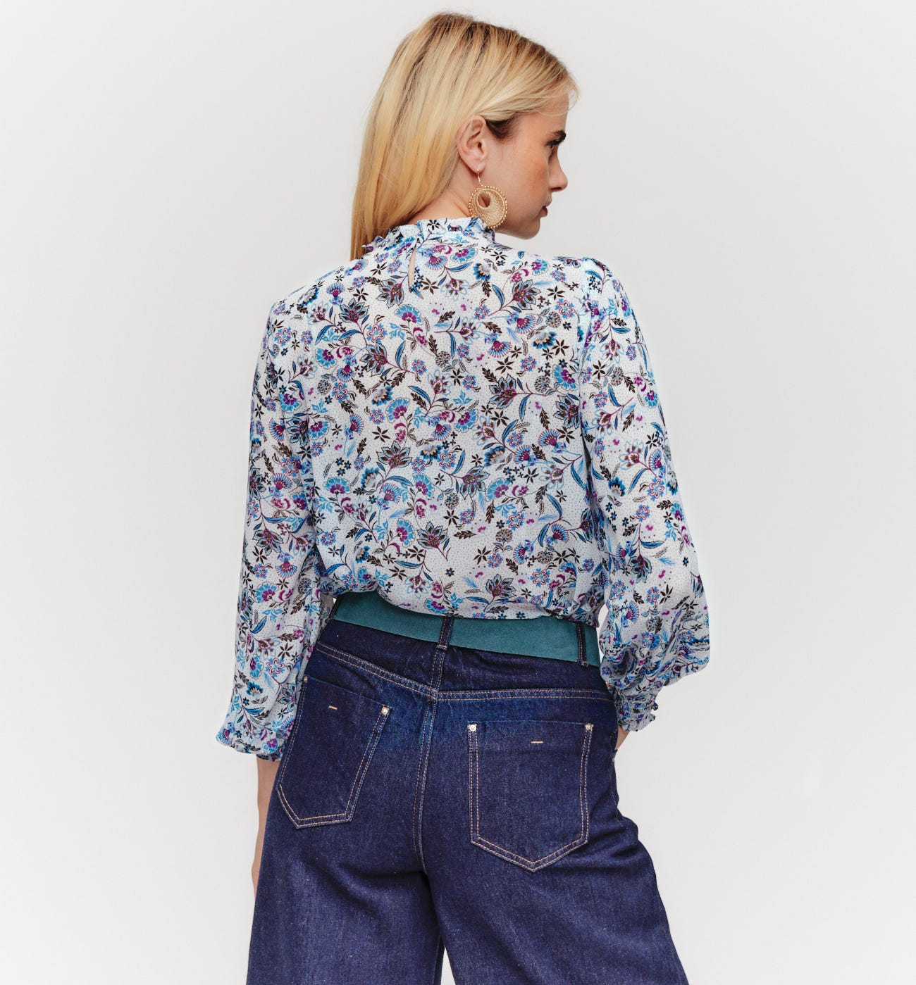 Patterned voile blouse