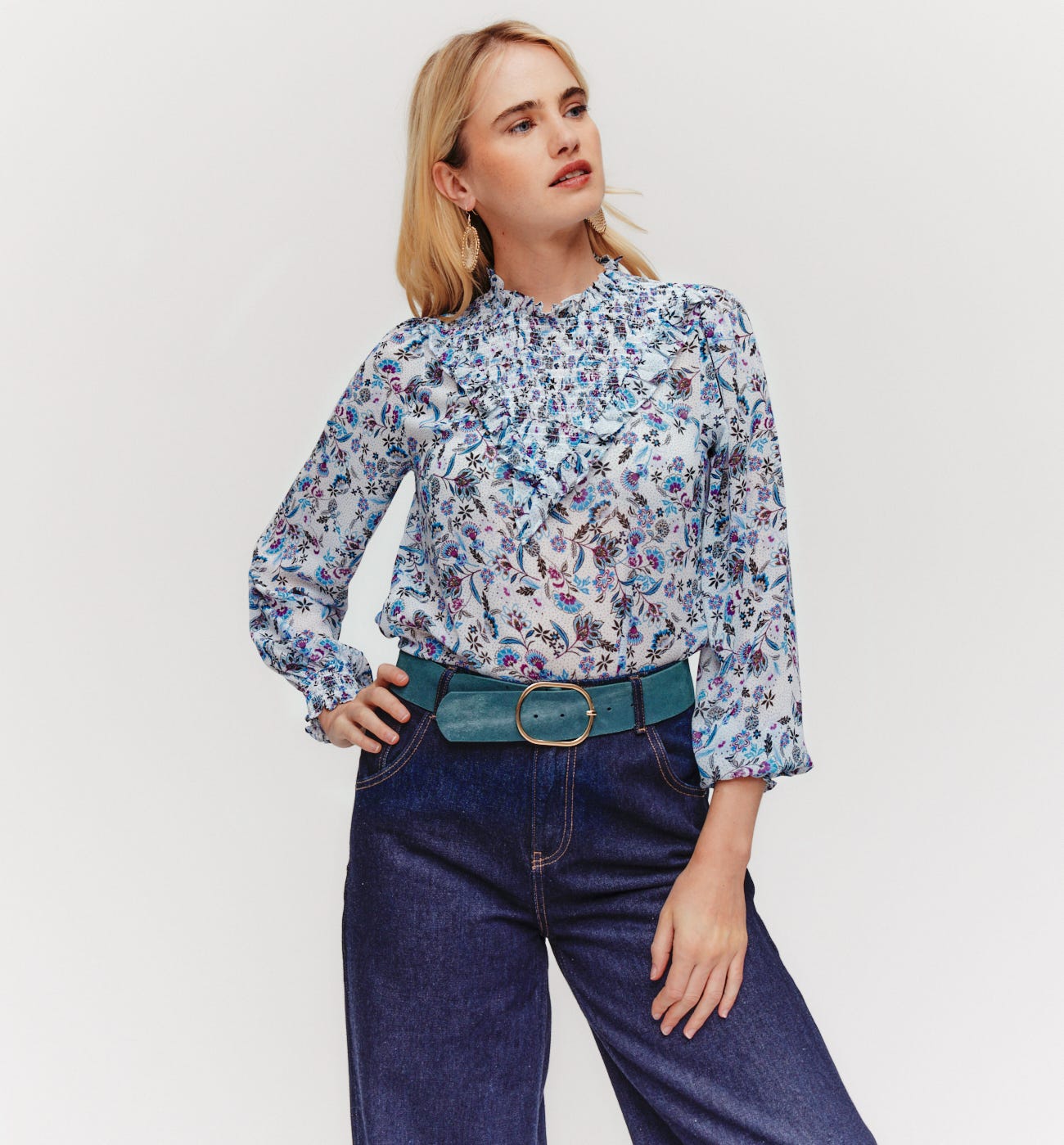 Patterned voile blouse
