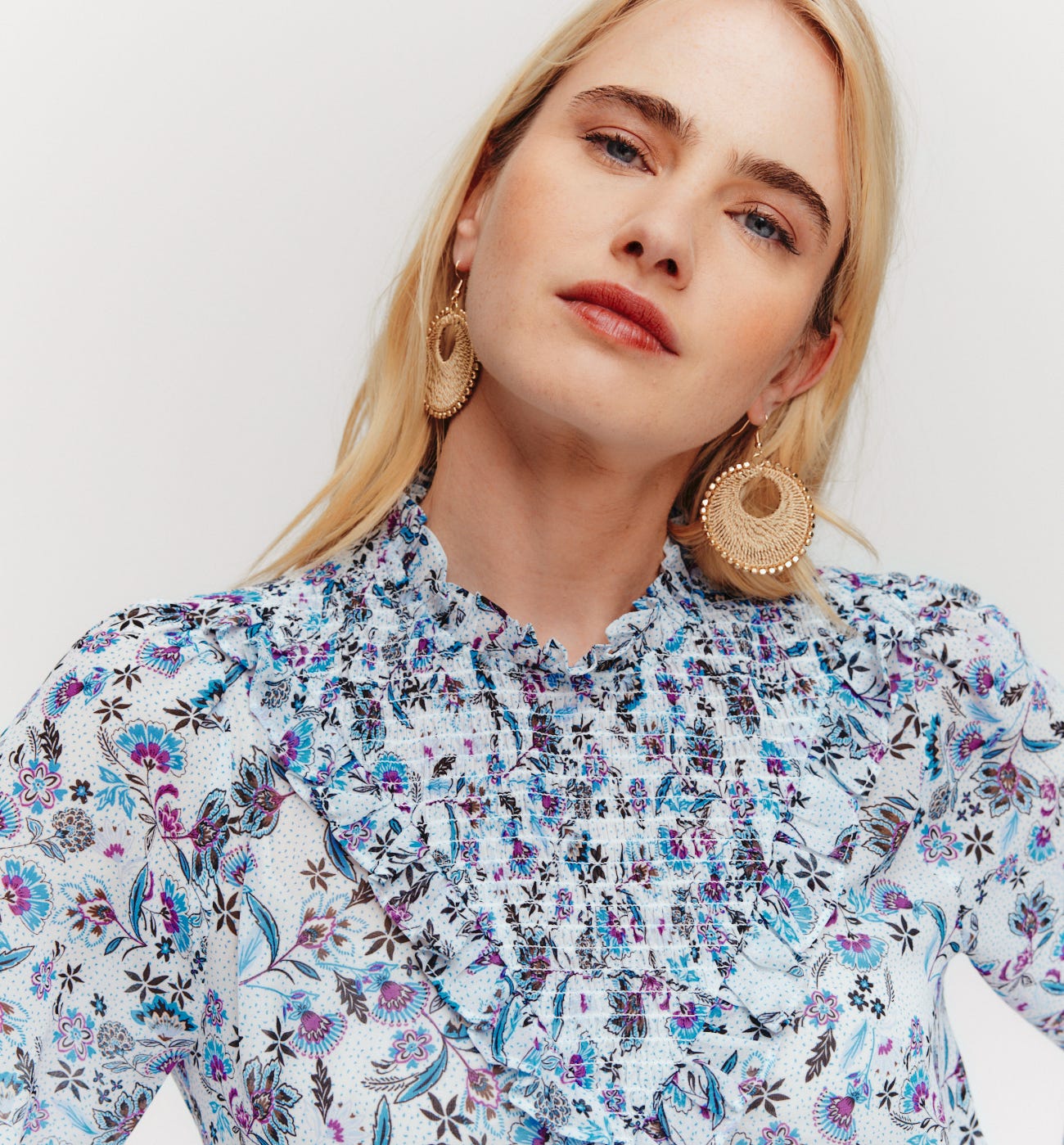 Blusa de gasa estampada