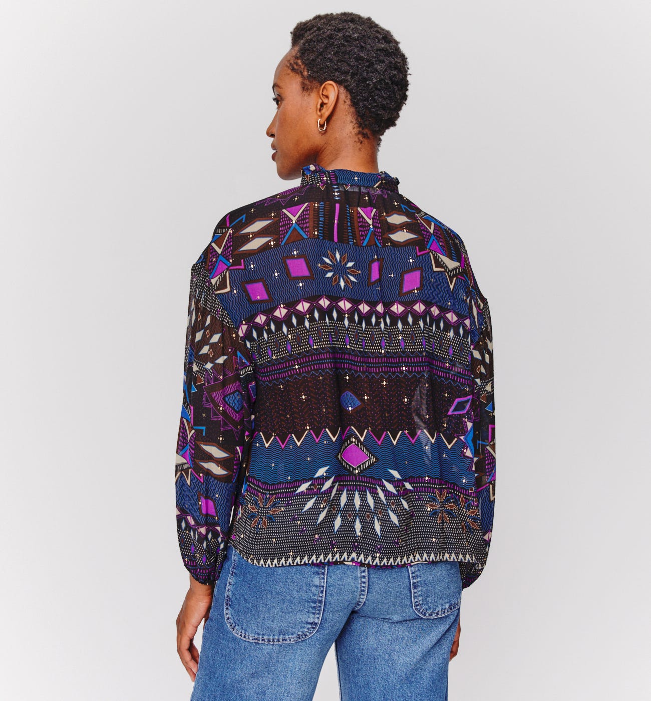Patterned voile blouse
