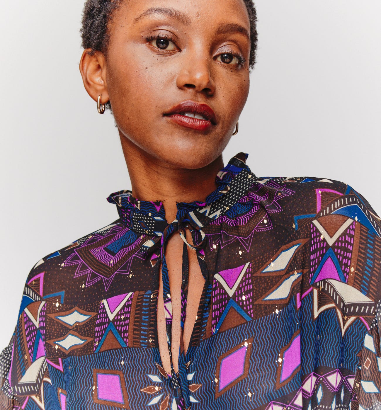 Patterned voile blouse
