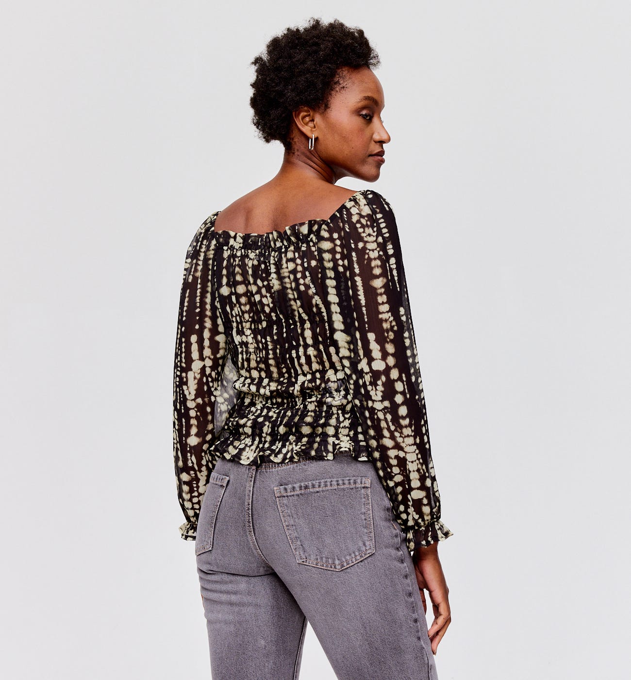Smocked voile blouse