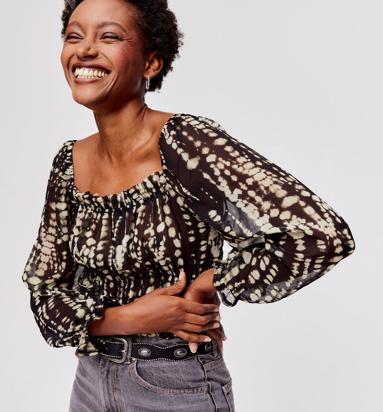 Smocked voile blouse