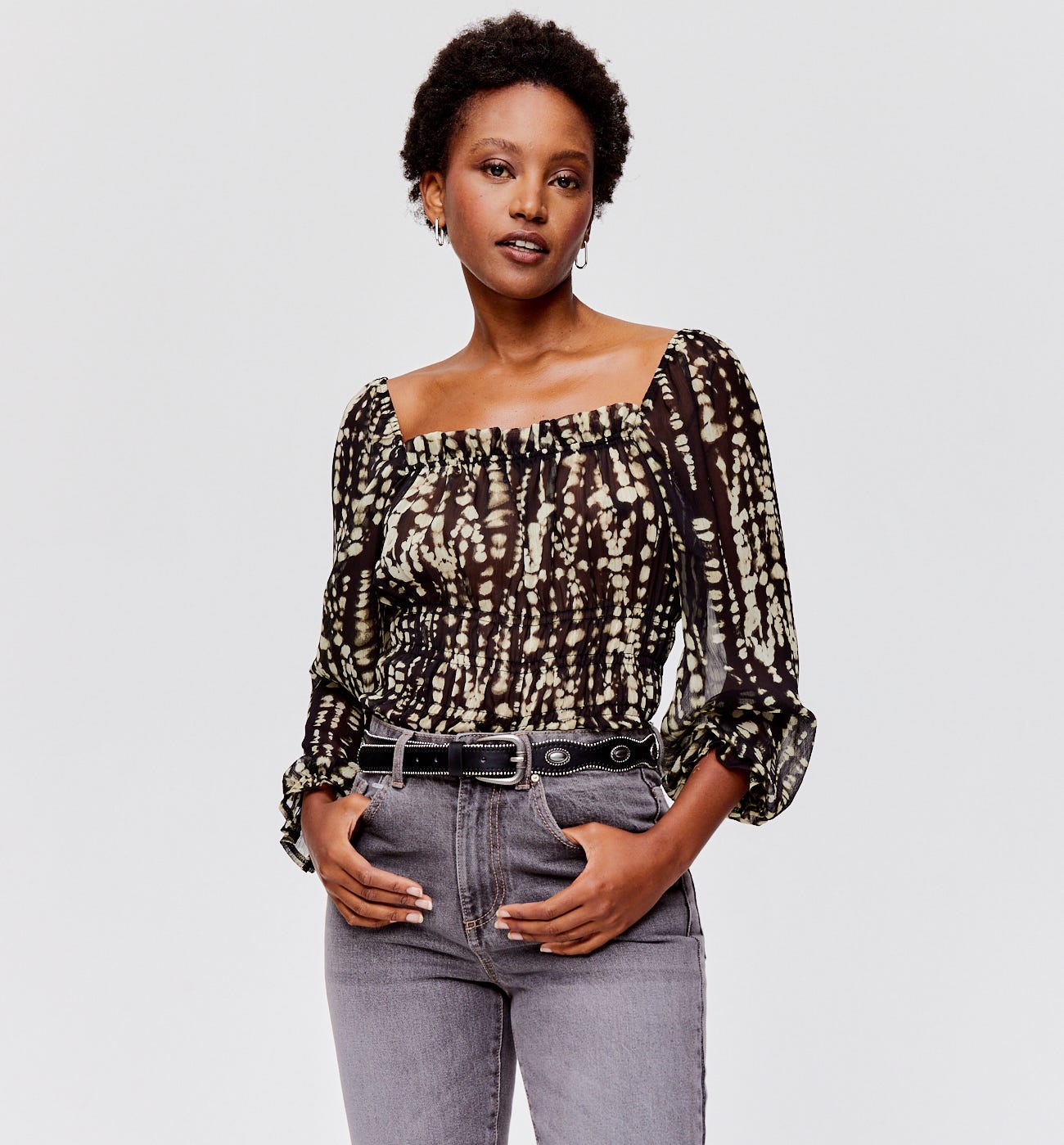 Smocked voile blouse