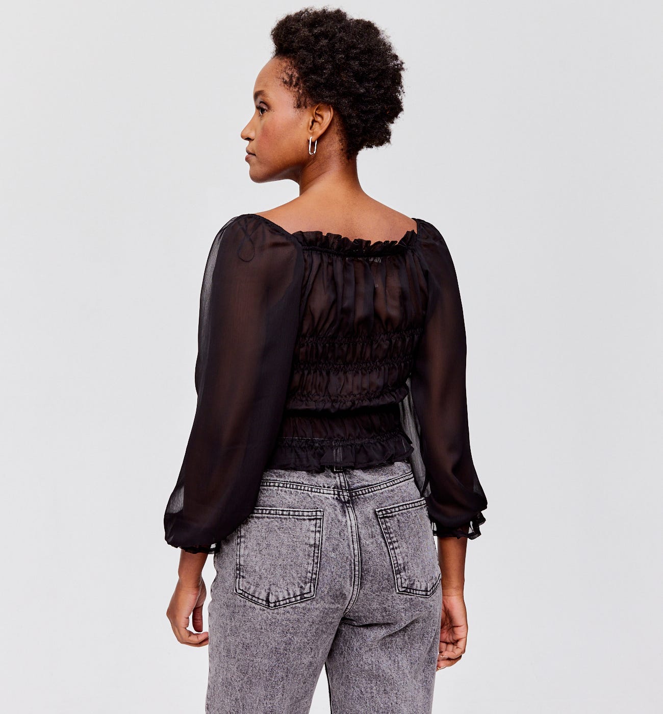 Smocked voile blouse