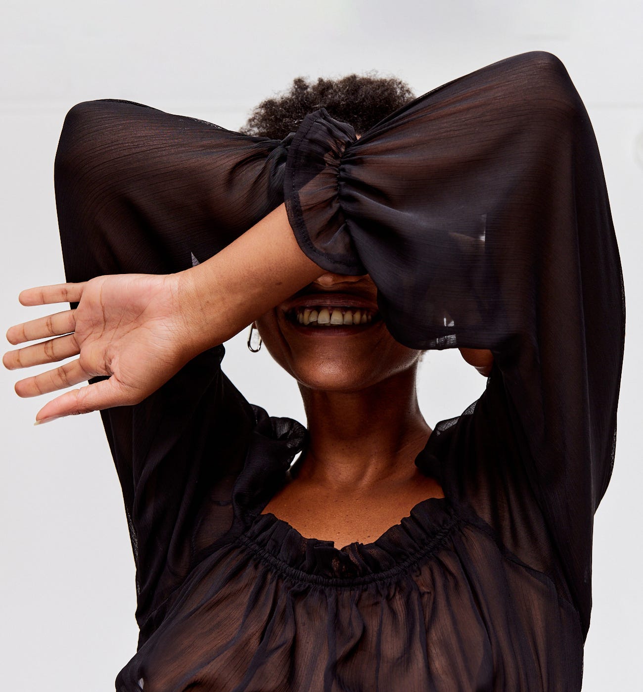 Smocked voile blouse