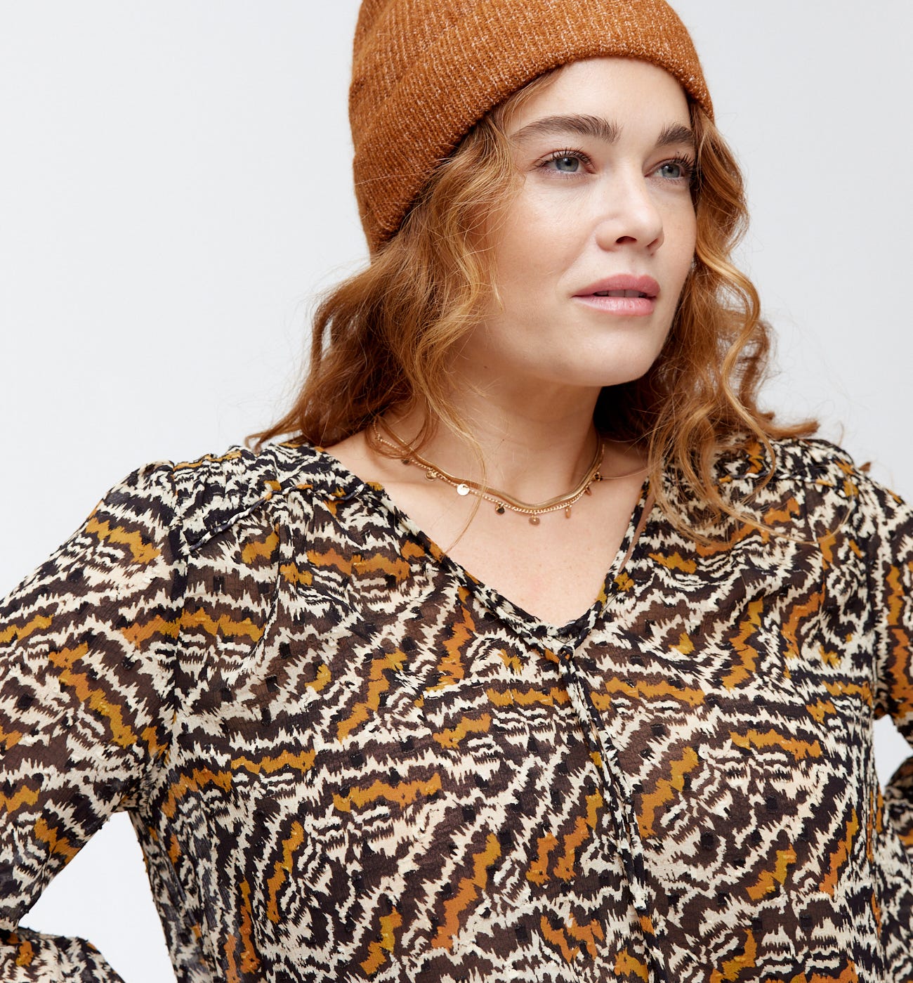 Blouse en voile imprimé Femme