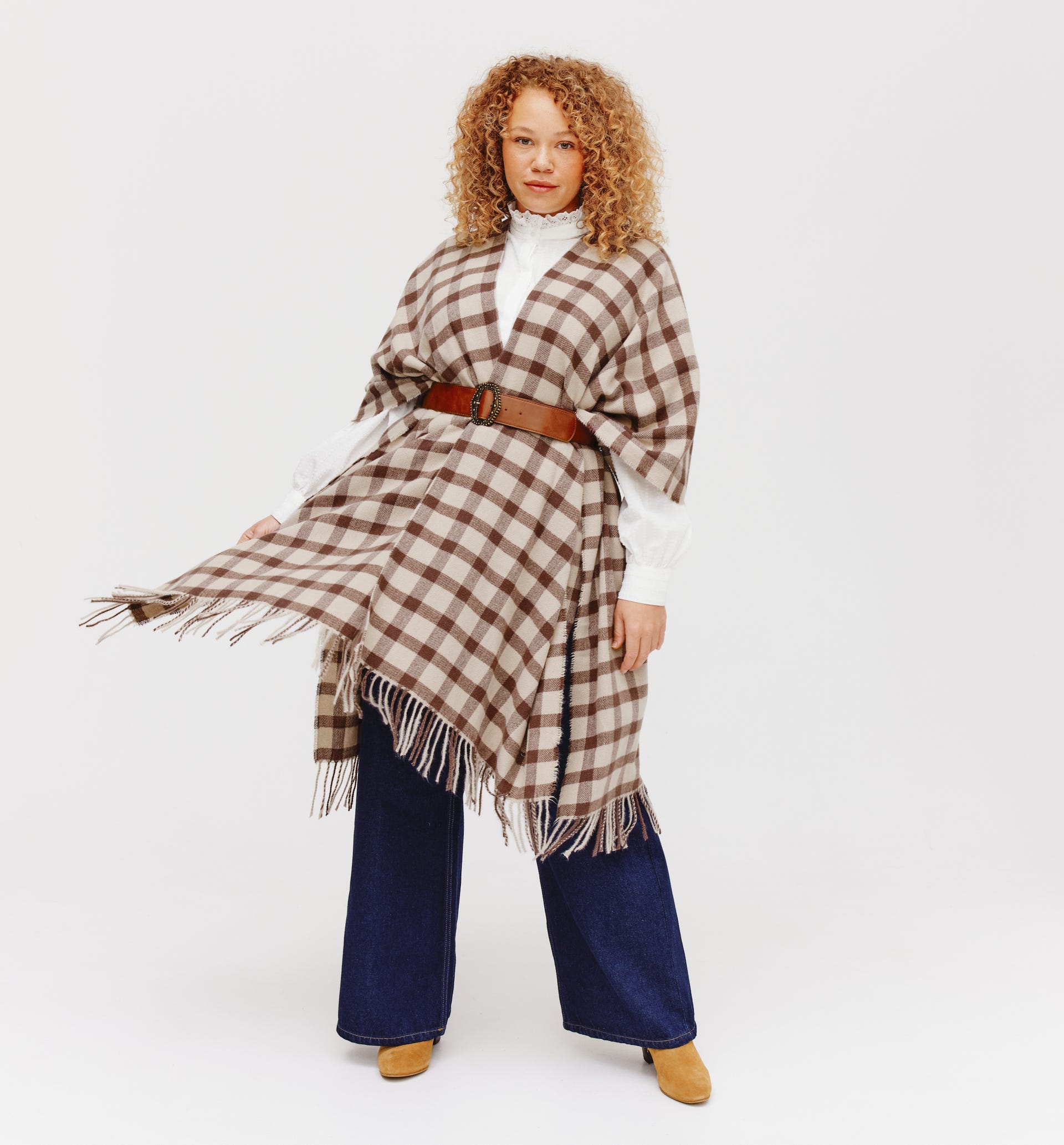 Jacquard poncho cardigan