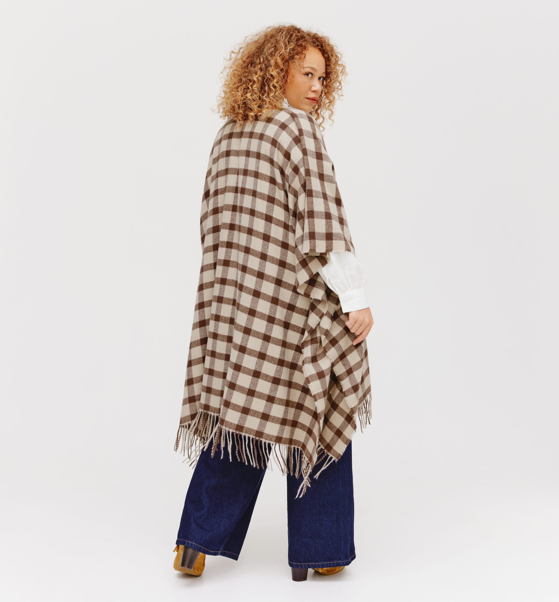 Jacquard poncho cardigan