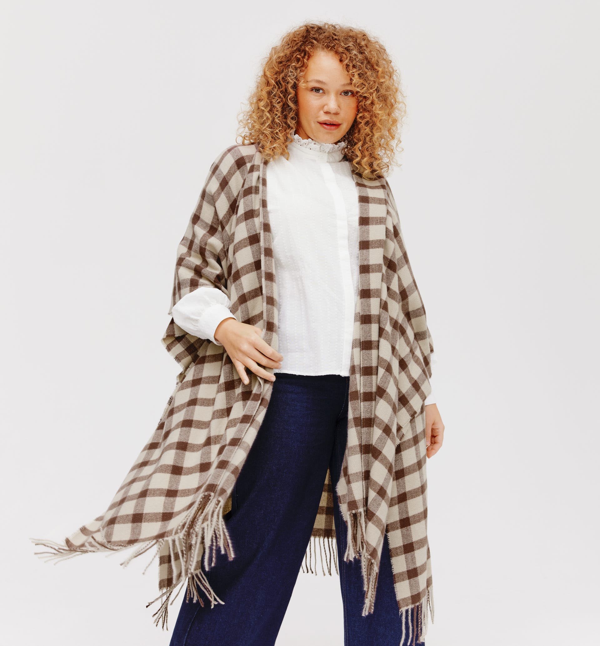 Jacquard poncho cardigan
