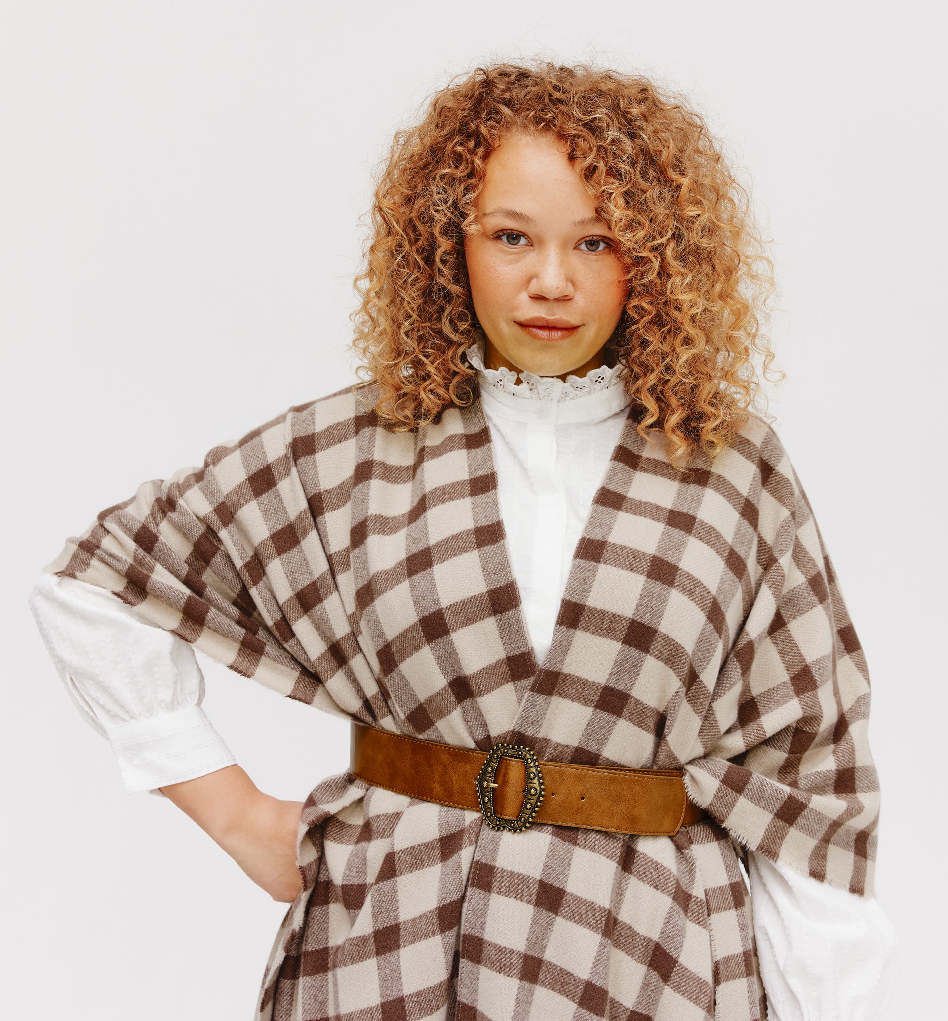 Jacquard poncho cardigan