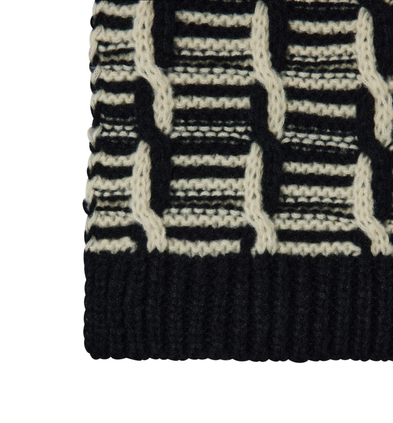 Cable knit scarf Black print