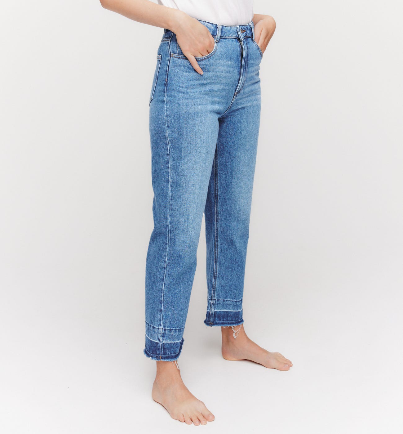 High-waist straight-leg jeans