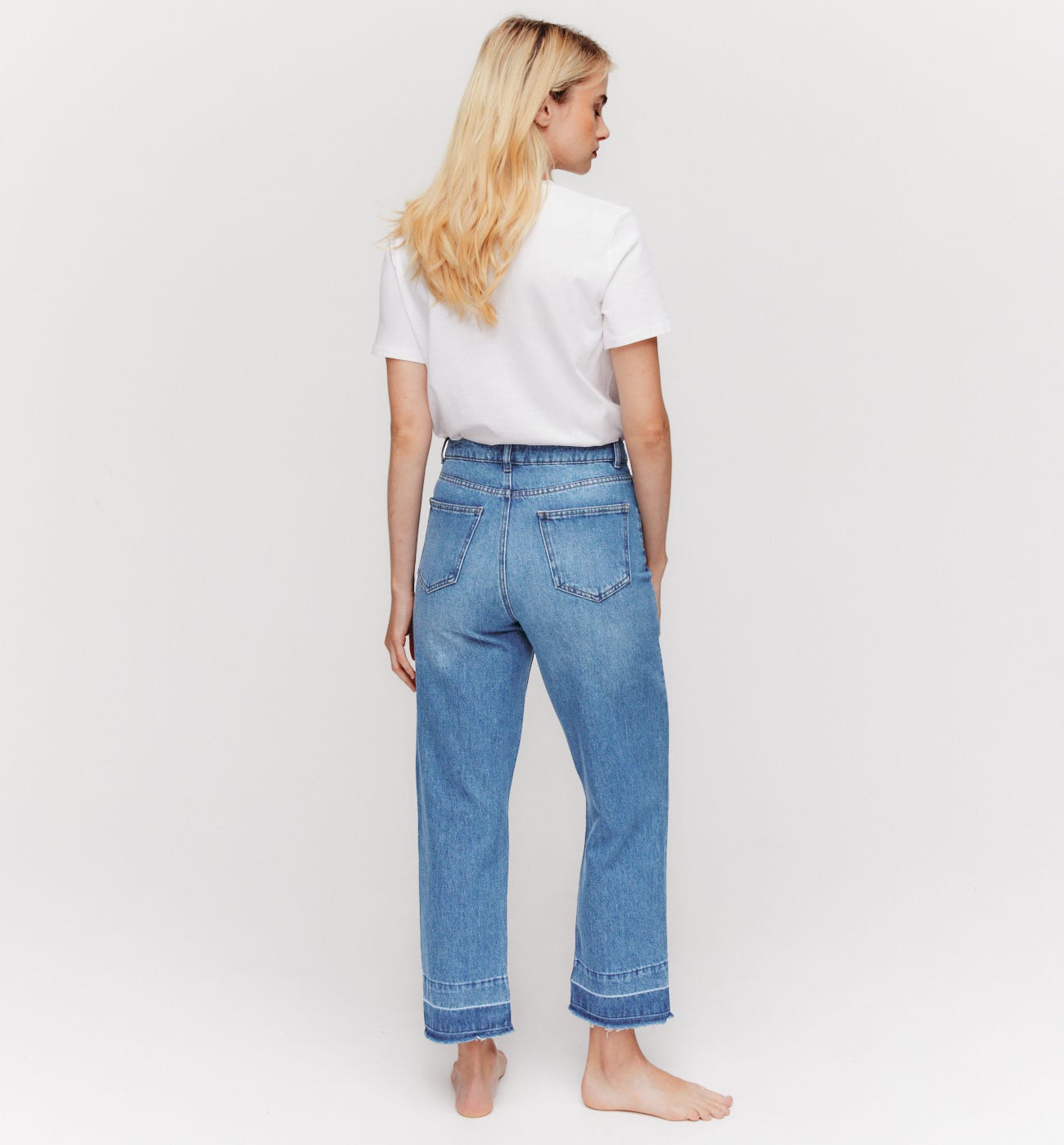 High-waist straight-leg jeans