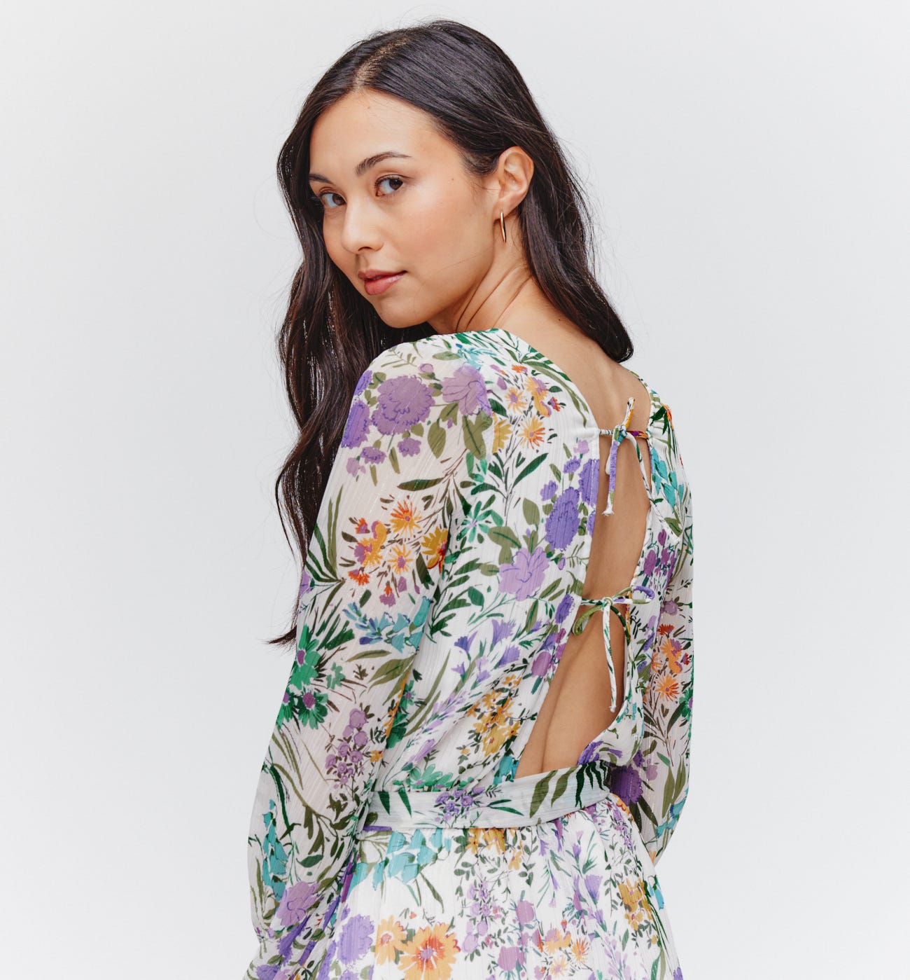 Robe longue en voile imprimé