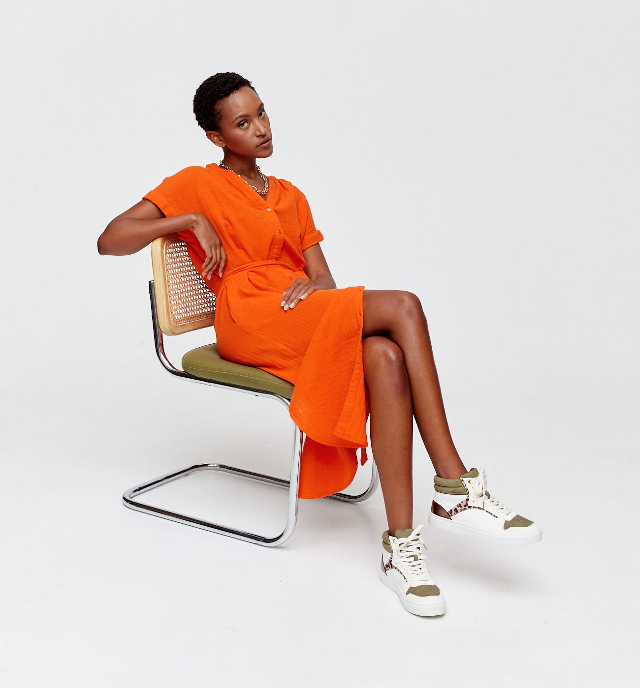 Robe midi en gaze de coton