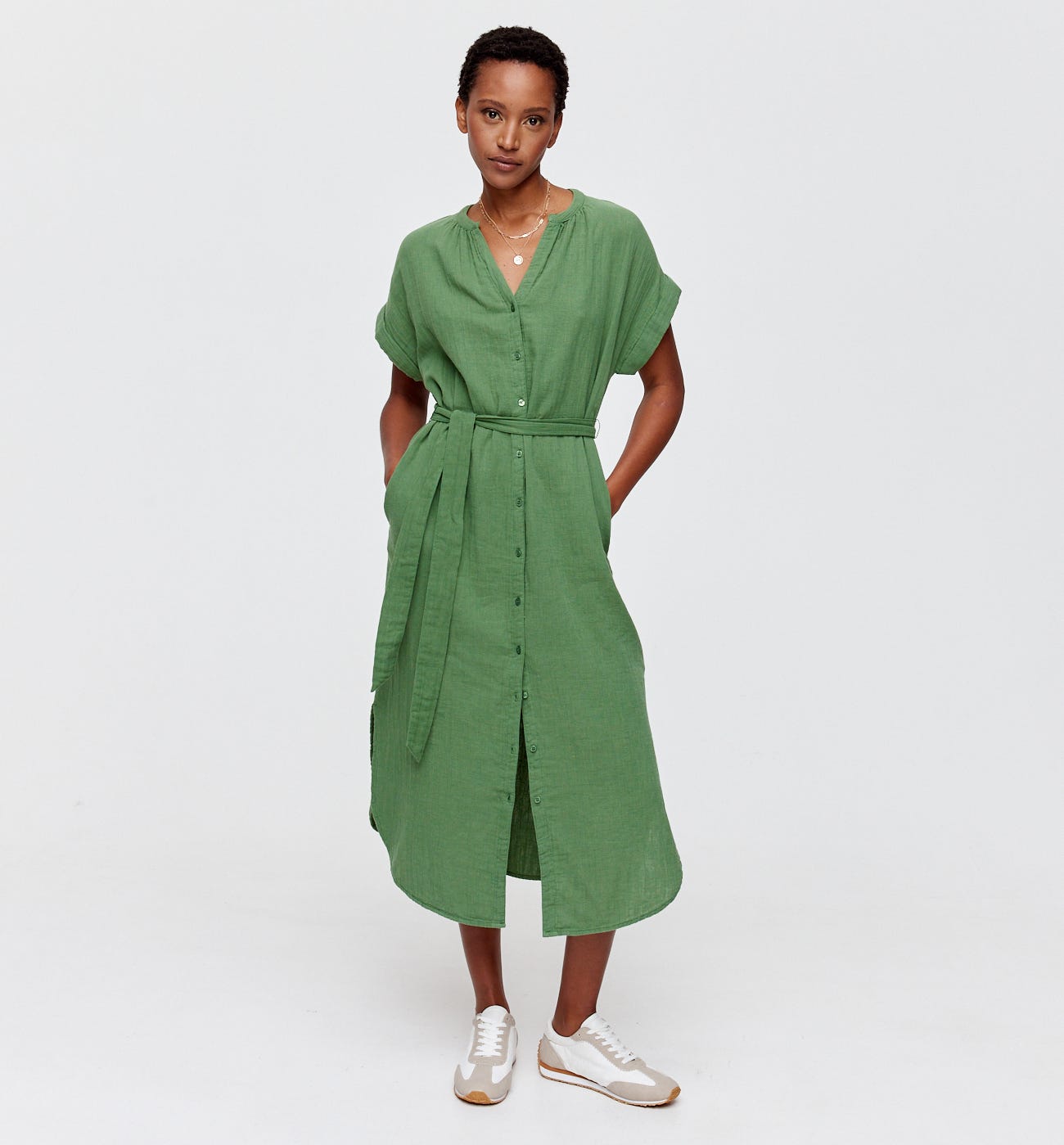 Robe midi en gaze de coton