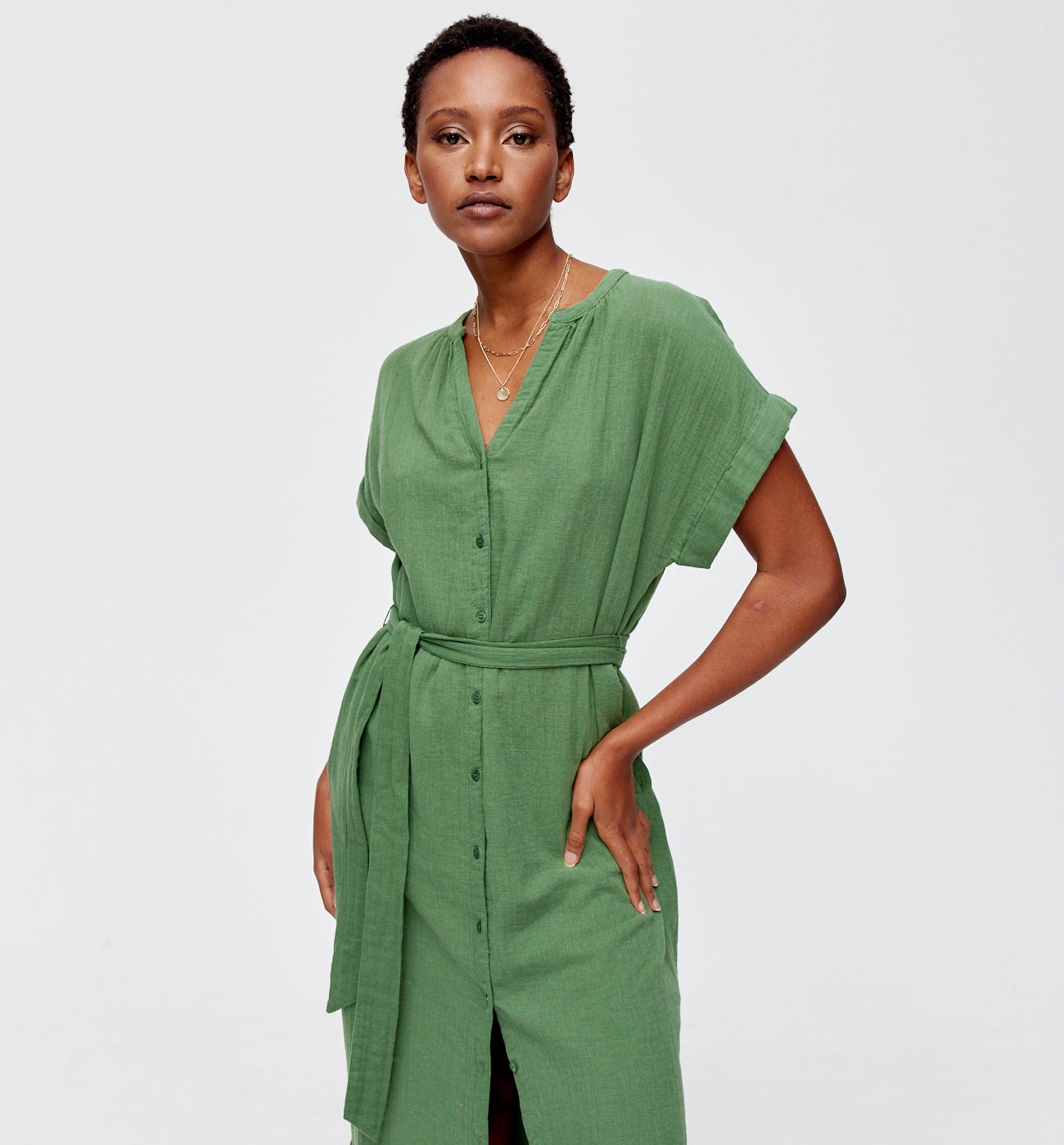 Robe midi en gaze de coton
