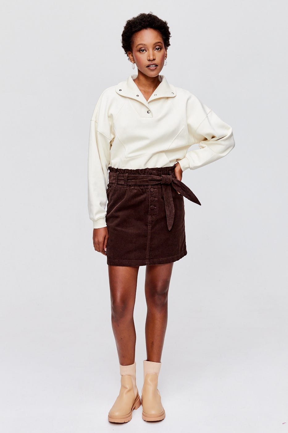 Corduroy paperbag skirt