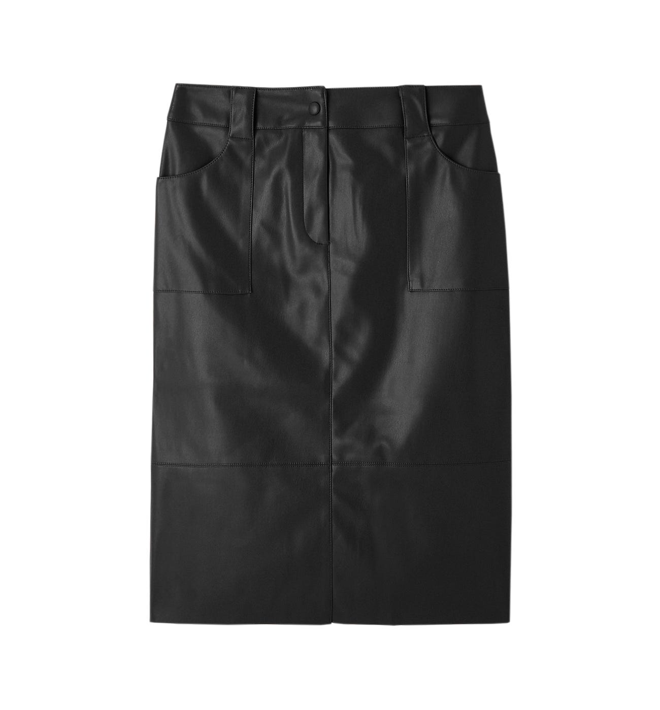 Falda midi efecto piel