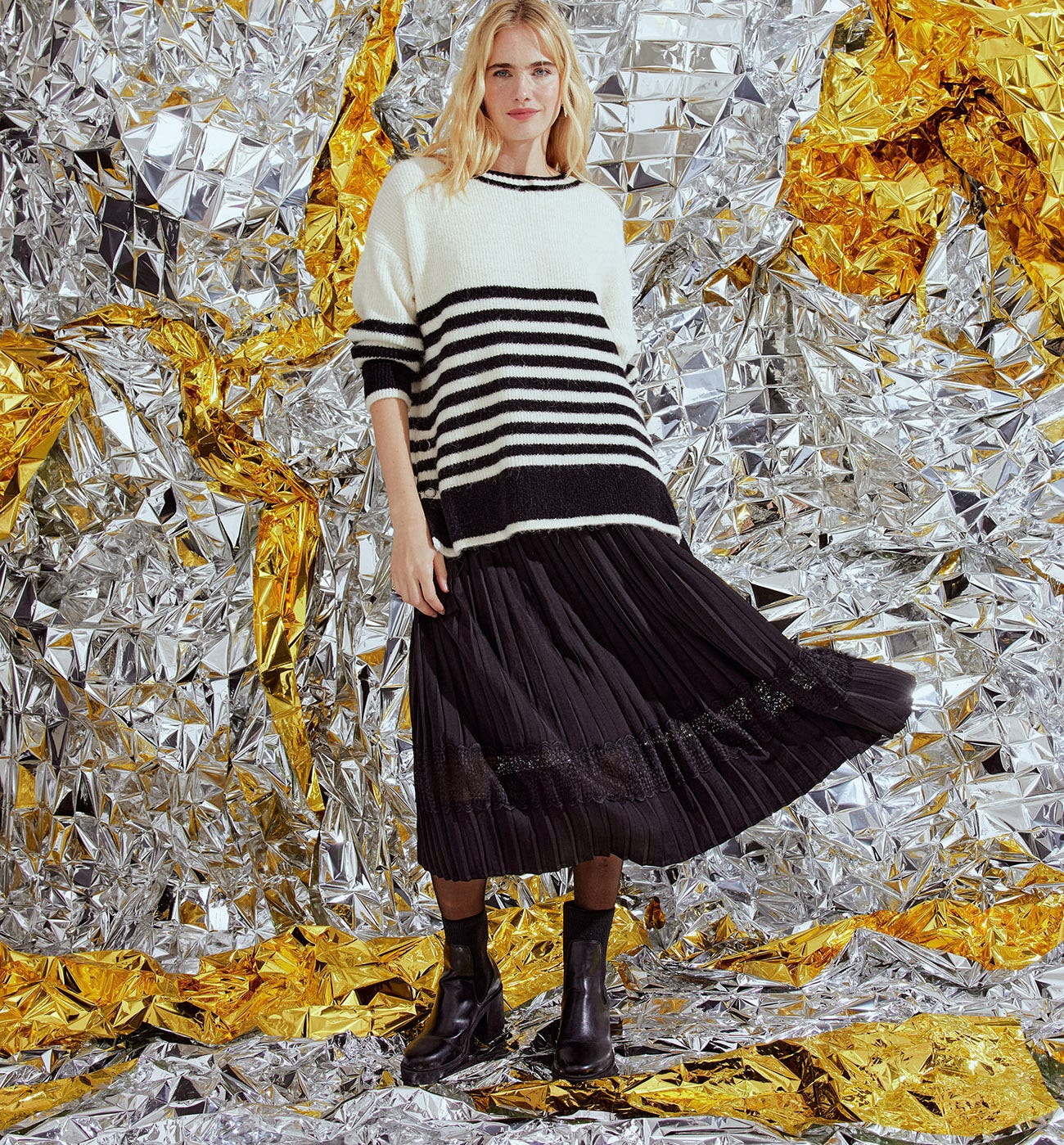 Jupe plissée midi Femme