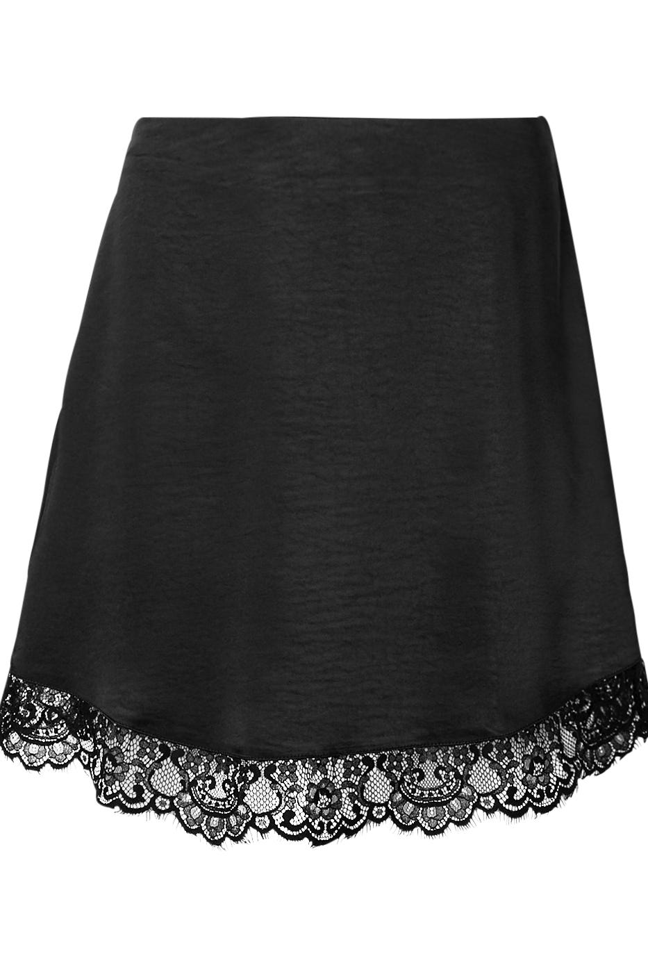 Silky lace detail skirt