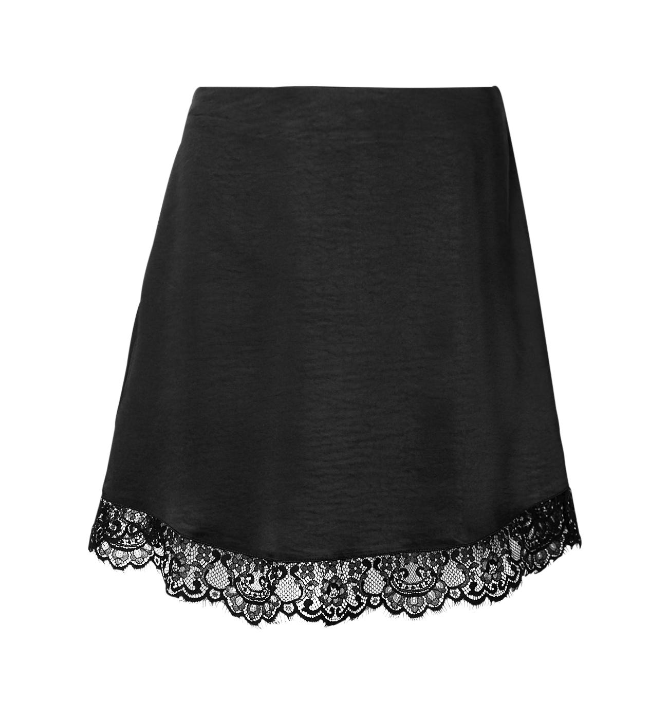 Falda sedosa detalle encaje