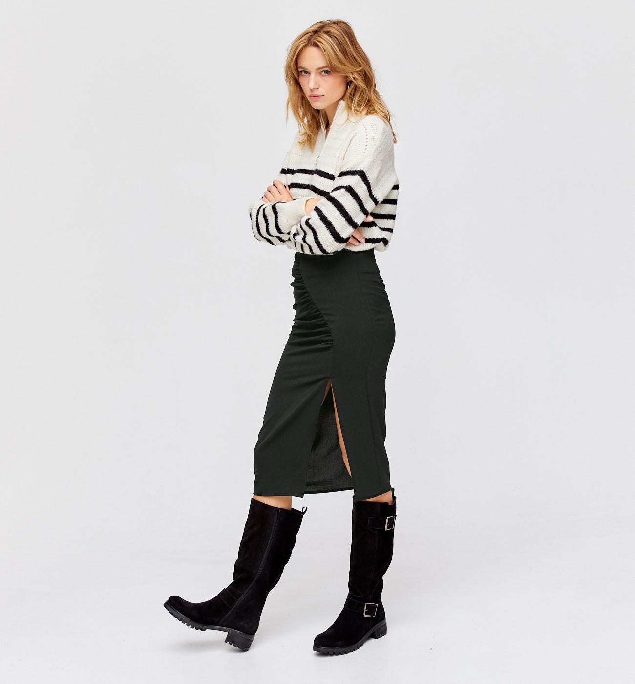 Jupe fendue unie Femme
