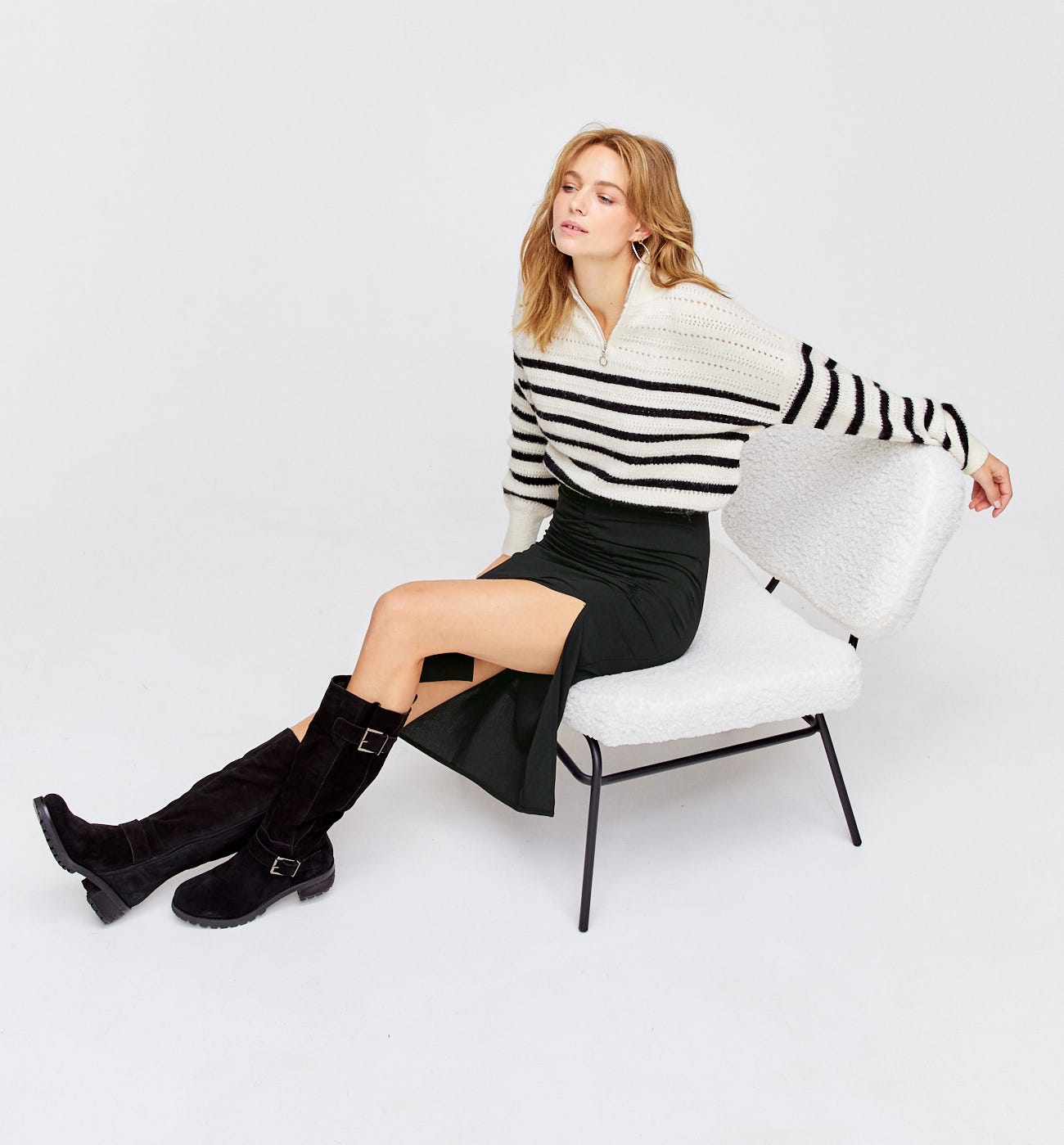 Jupe fendue unie Femme