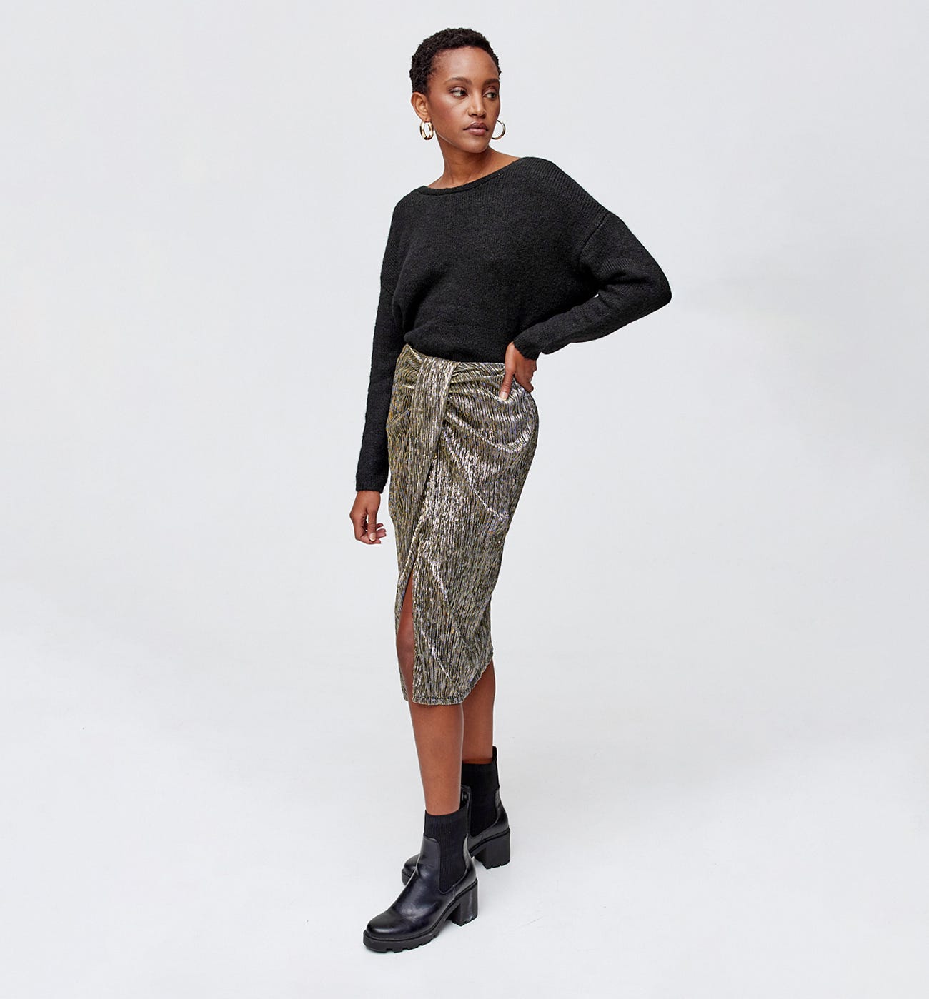 Jupe midi pailletée Femme