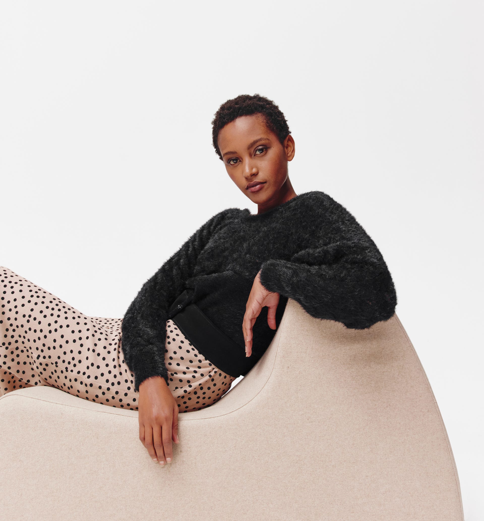 Openwork fluffy jumper