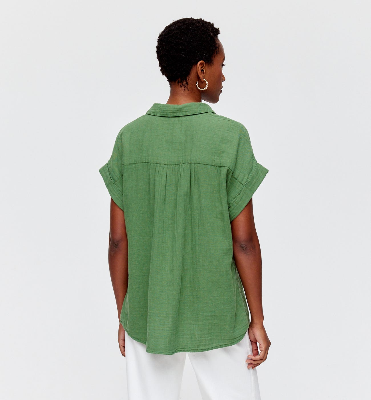 Cotton gauze shirt Dark green