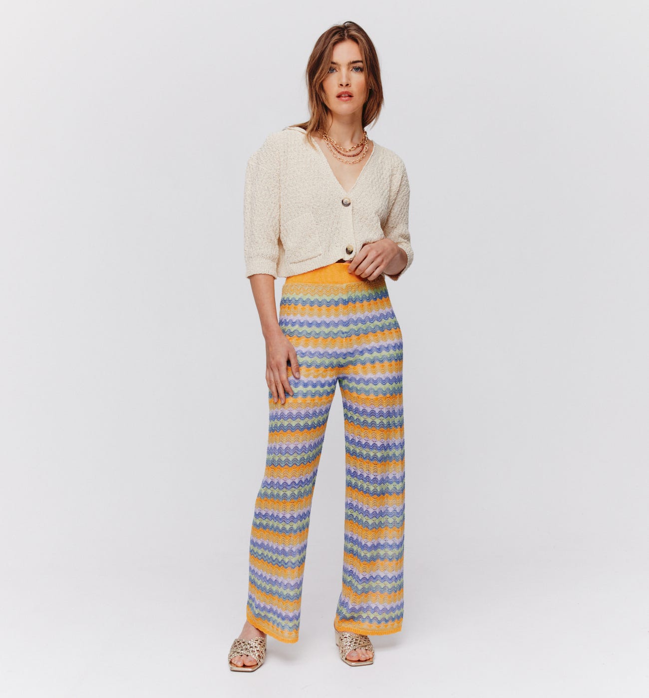 Wideleg lace trousers