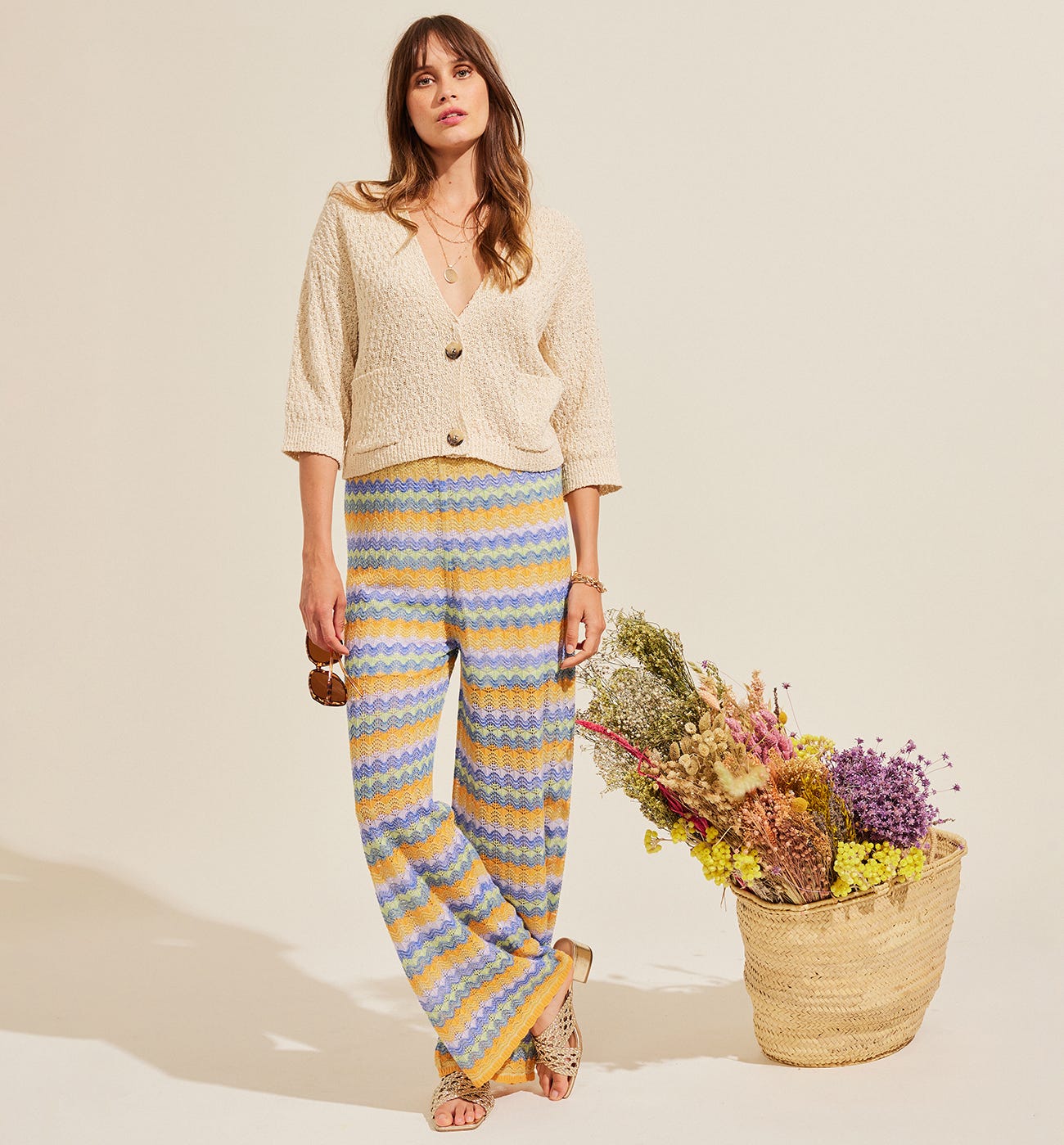 Wideleg lace trousers