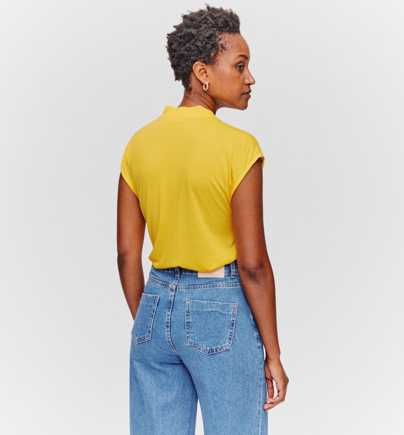 T-shirt col V uni Femme