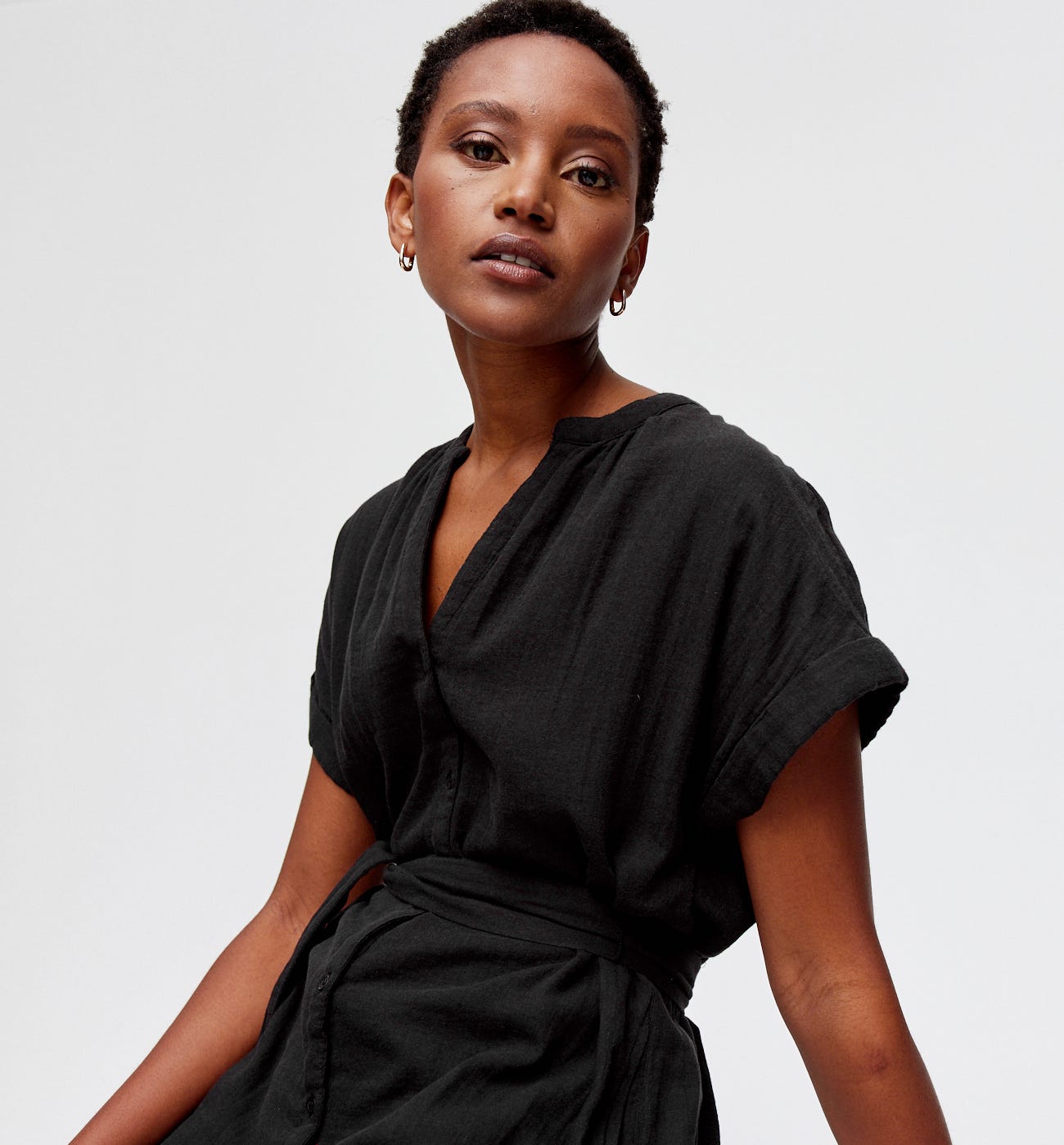 Robe midi en gaze de coton